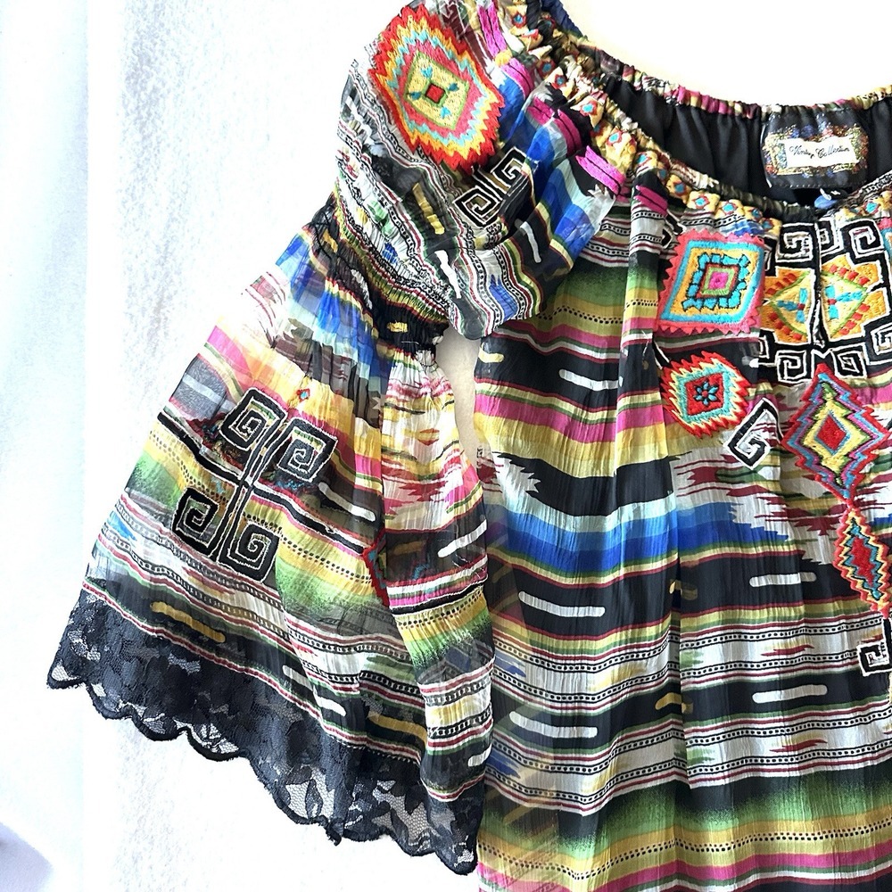 Vintage Collection Dress M‎ Medium Western Embroidered Tribal Lace - Picture 4 of 14